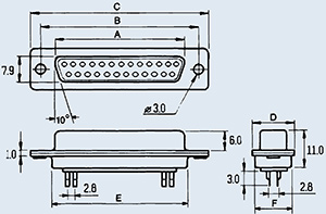 DB-9F 9pin розетка на кабель